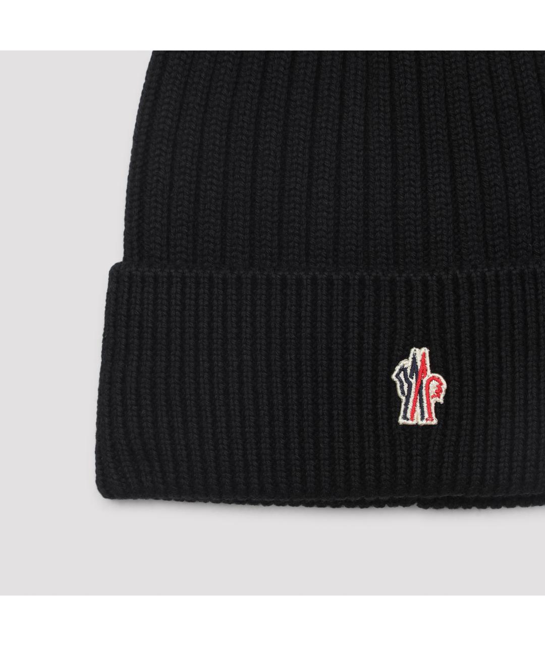 MONCLER Черная шерстяная шапка, фото 5