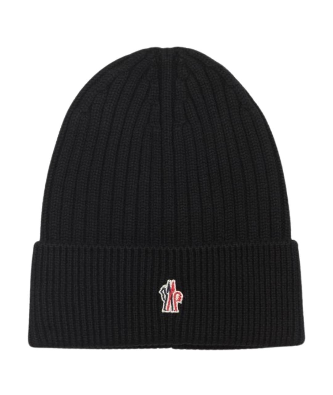 MONCLER Черная шерстяная шапка, фото 1