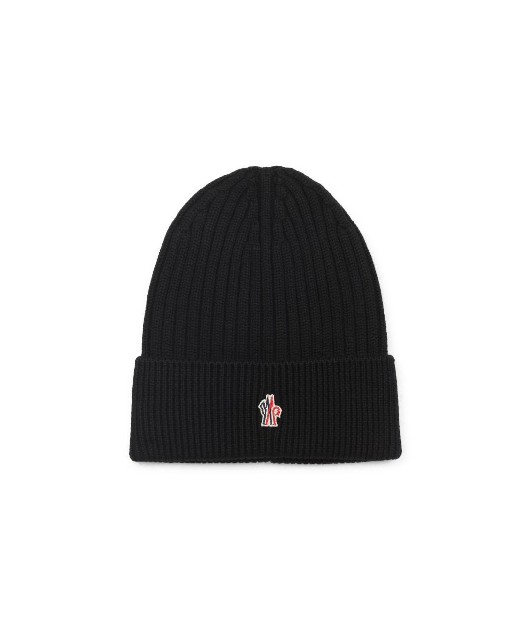 MONCLER Черная шерстяная шапка, фото 2