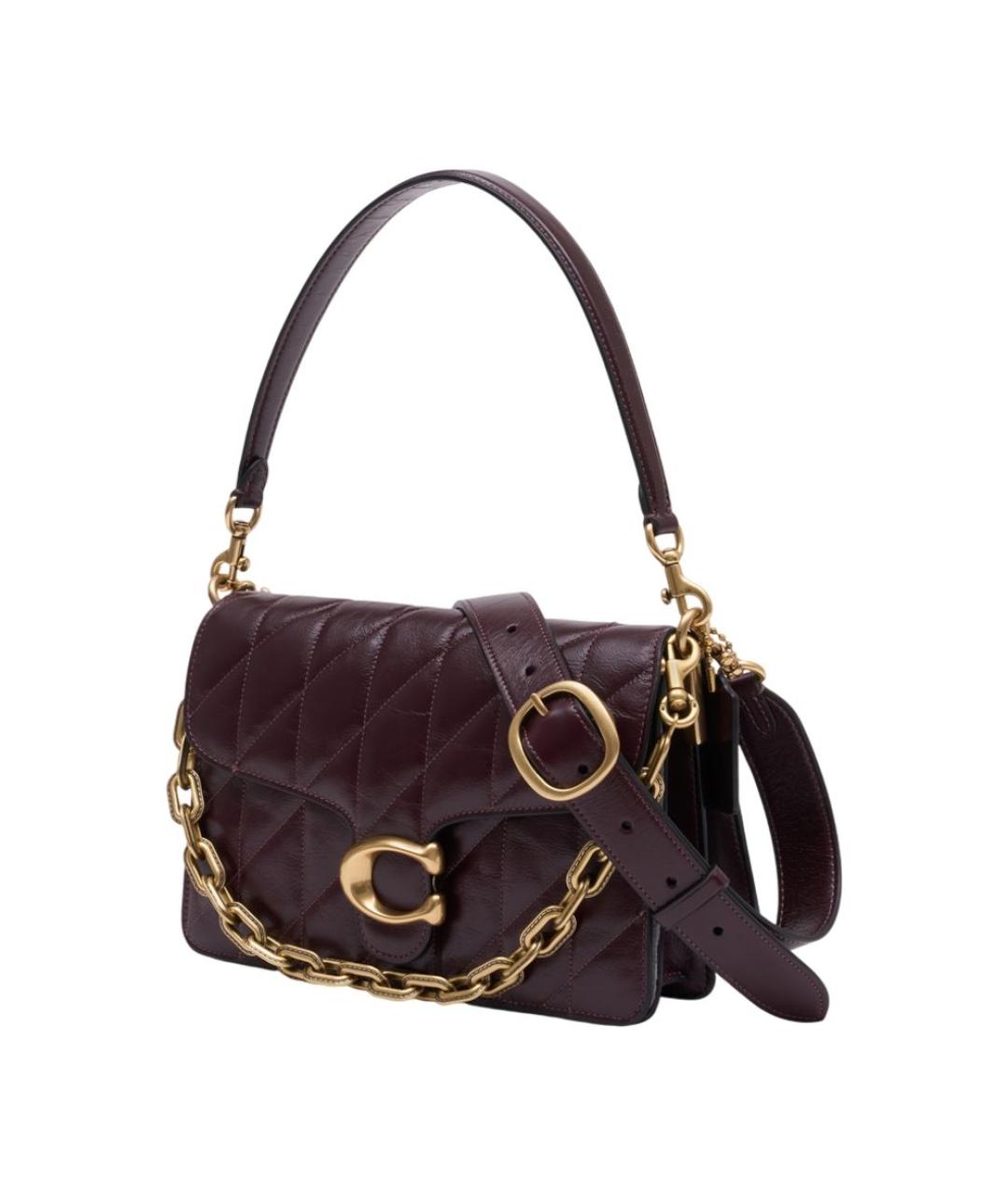 COACH Бордовая кожаная сумка через плечо, фото 2