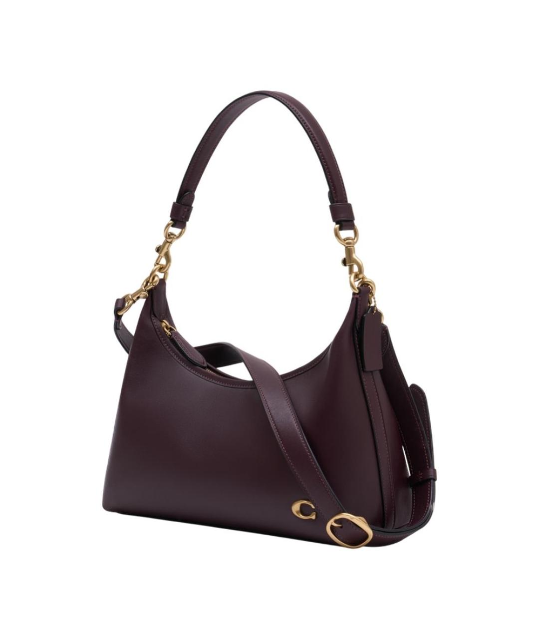 COACH Бордовая кожаная сумка через плечо, фото 2