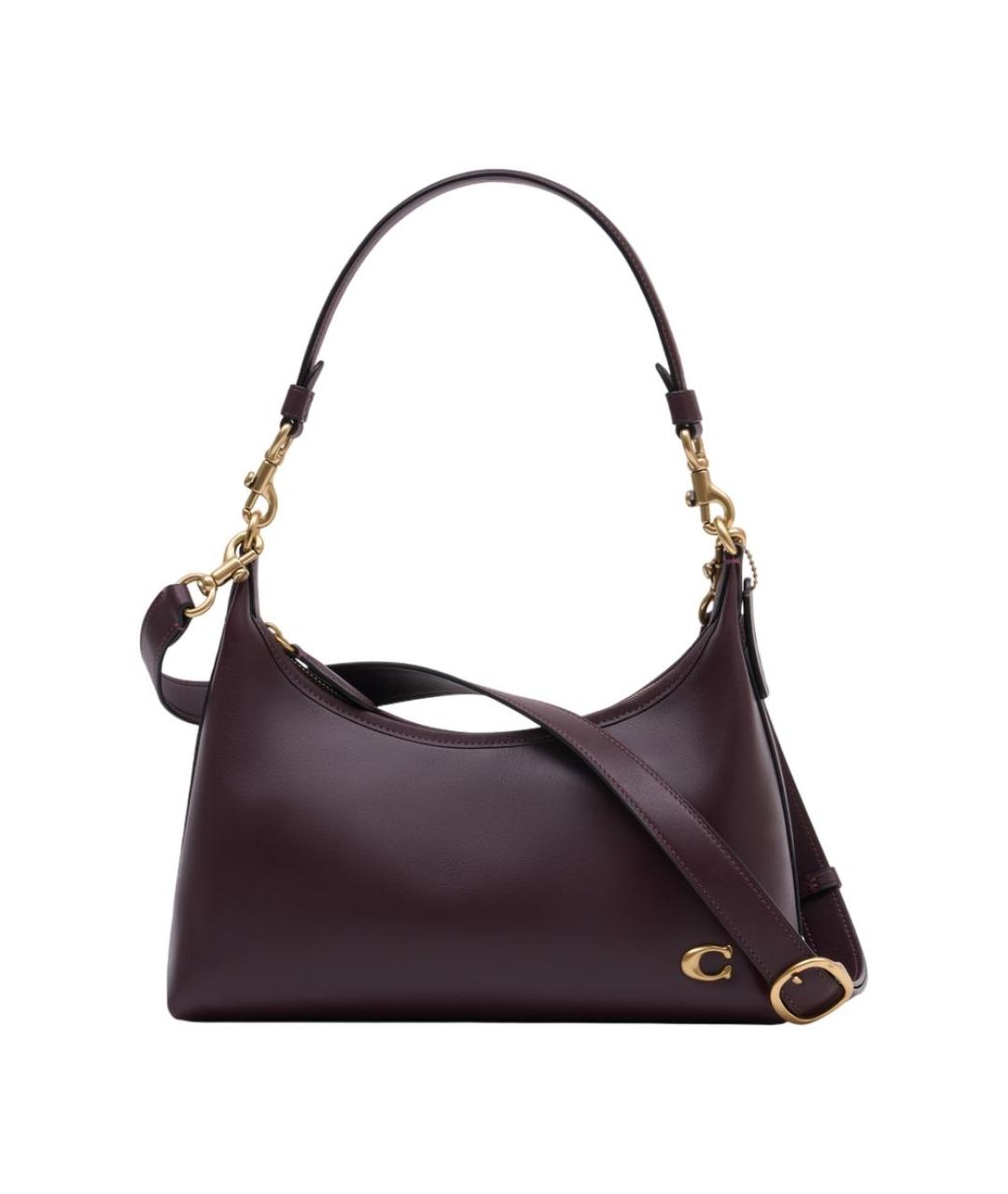 COACH Бордовая кожаная сумка через плечо, фото 1