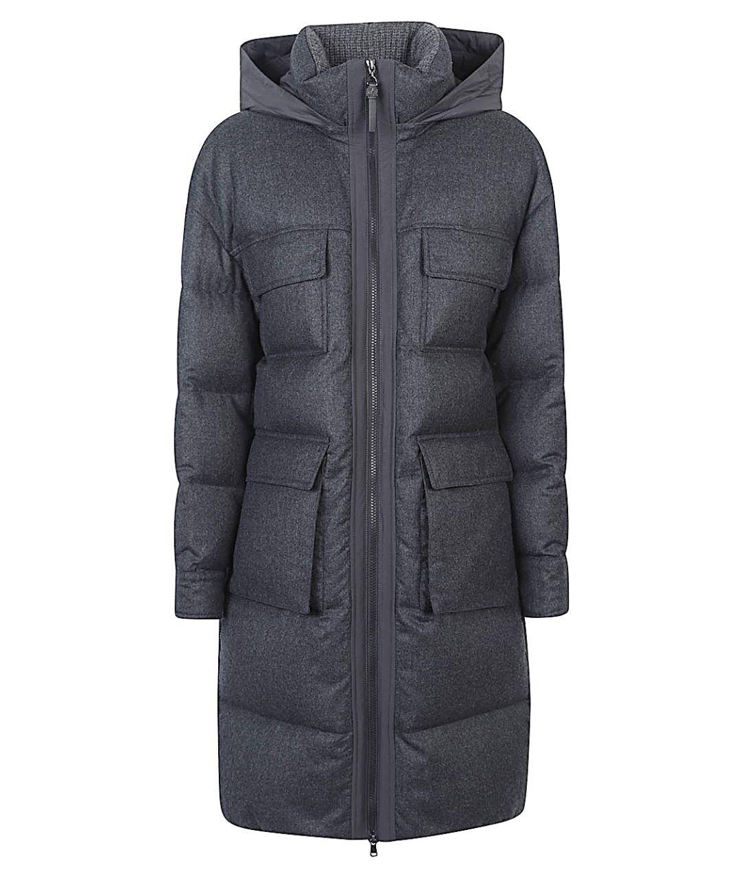 BRUNELLO CUCINELLI Серый шерстяной пуховик, фото 1