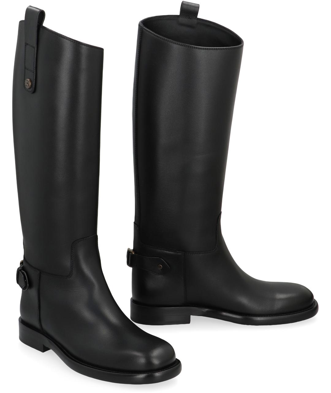 BURBERRY Черные кожаные сапоги, фото 4