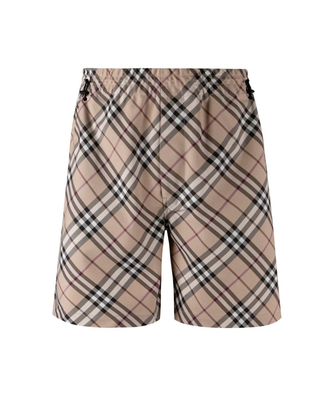 BURBERRY Бежевые полиэстеровые шорты, фото 1