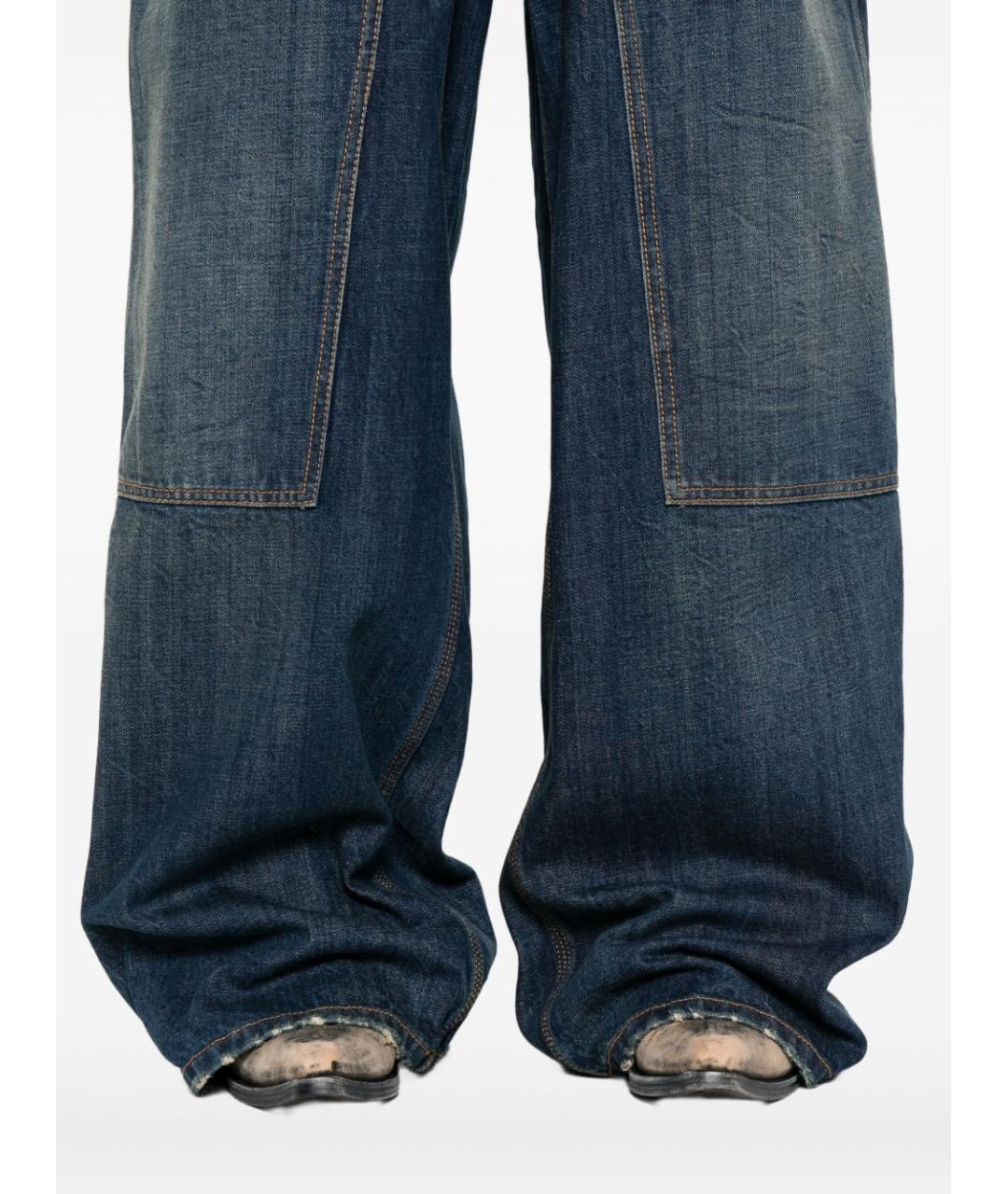 MAISON MARGIELA Синие хлопковые прямые джинсы, фото 4