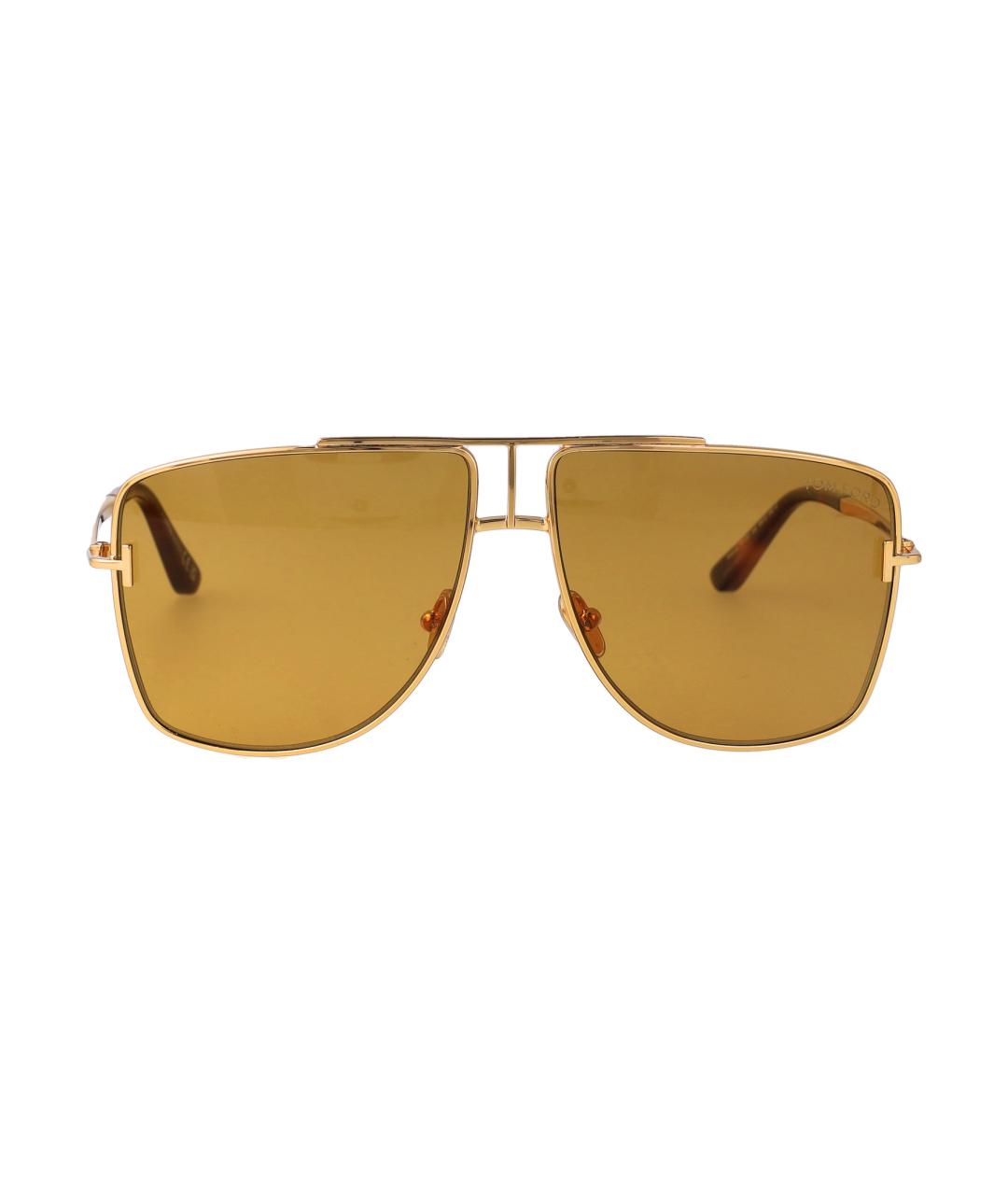 TOM FORD Золотые металлические солнцезащитные очки, фото 1