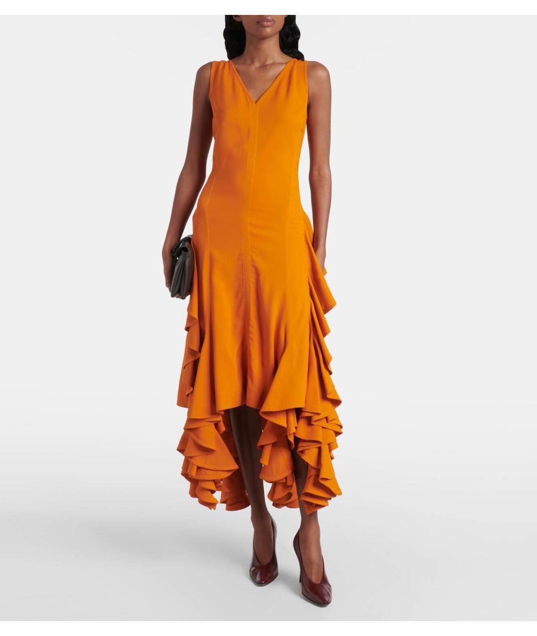 BOTTEGA VENETA Оранжевое вискозное вечернее платье, фото 3