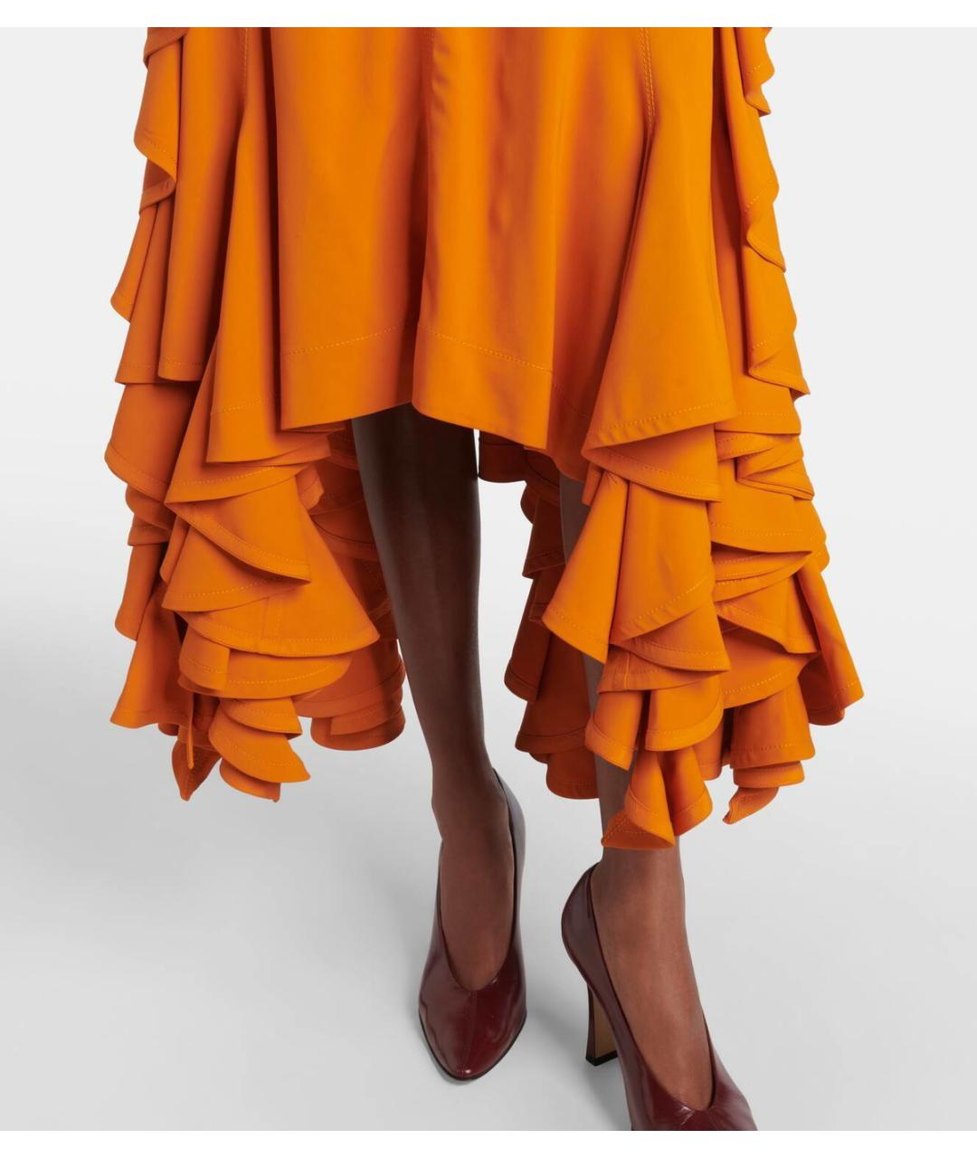 BOTTEGA VENETA Оранжевое вискозное вечернее платье, фото 5