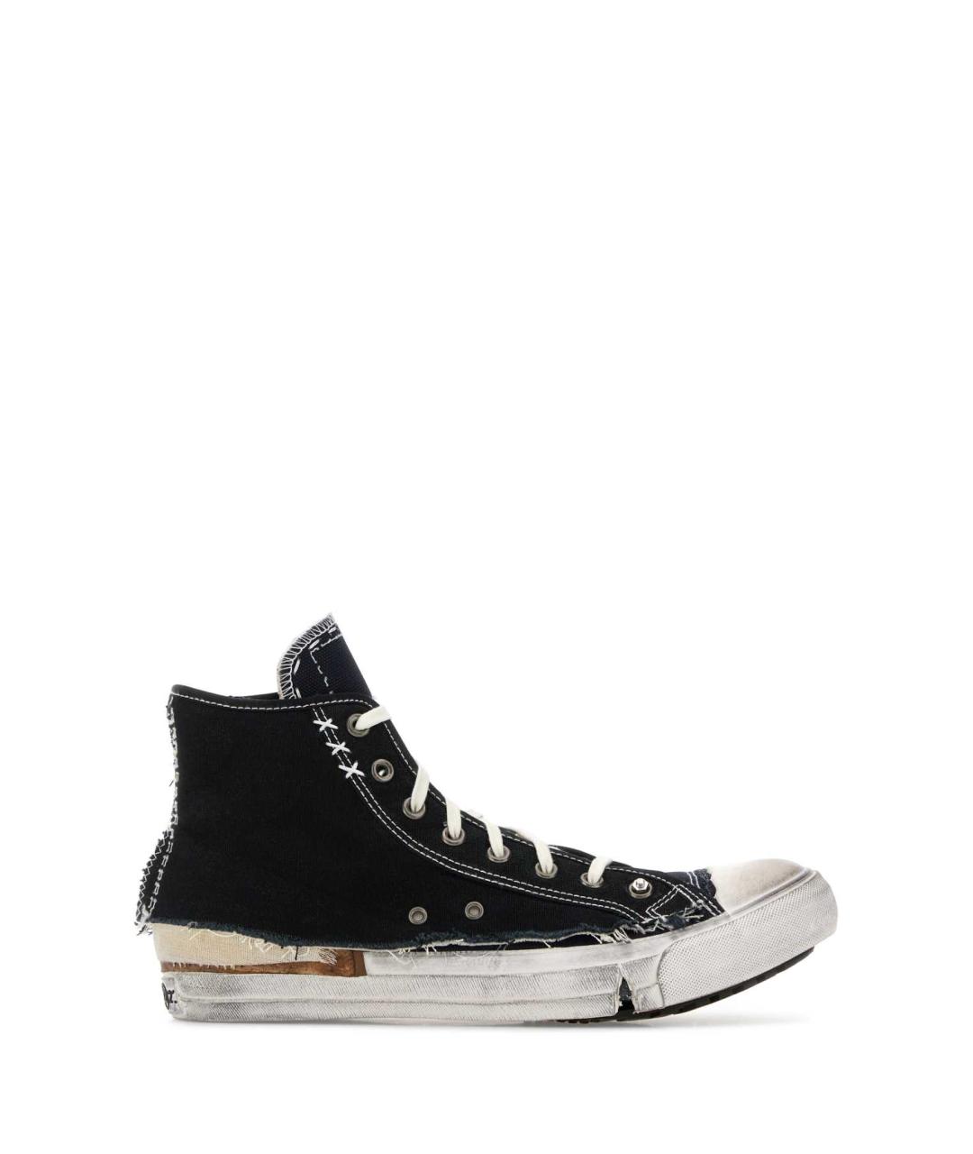 MAISON MARGIELA Черные текстильные низкие кроссовки / кеды, фото 1