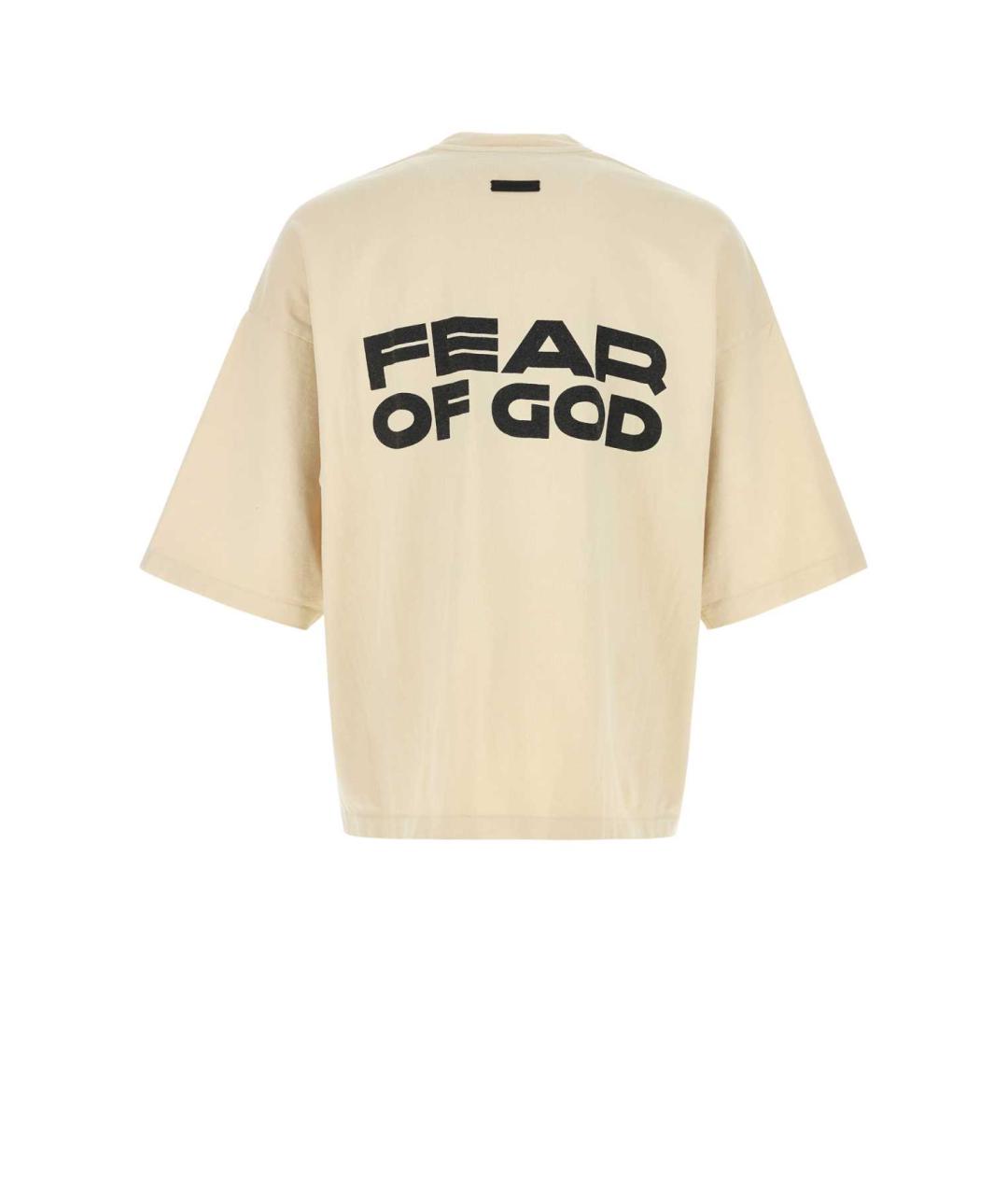 FEAR OF GOD Бежевая хлопковая футболка, фото 2