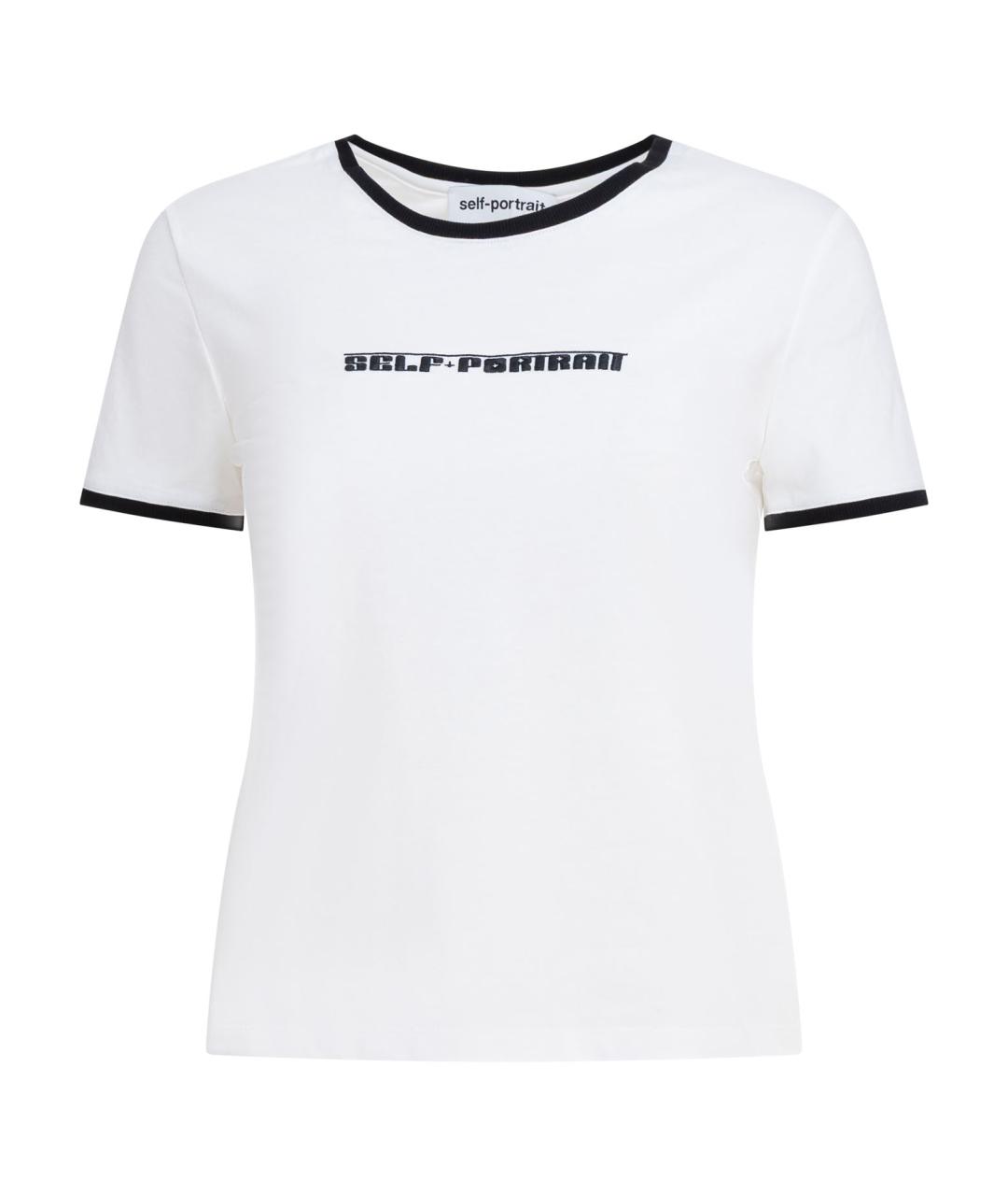 SELF-PORTRAIT Белая хлопковая футболка, фото 1