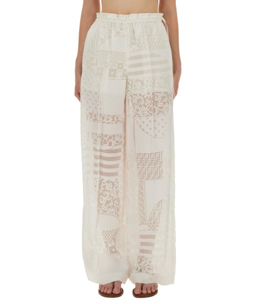 FENDI Белые вискозные прямые брюки, фото 2