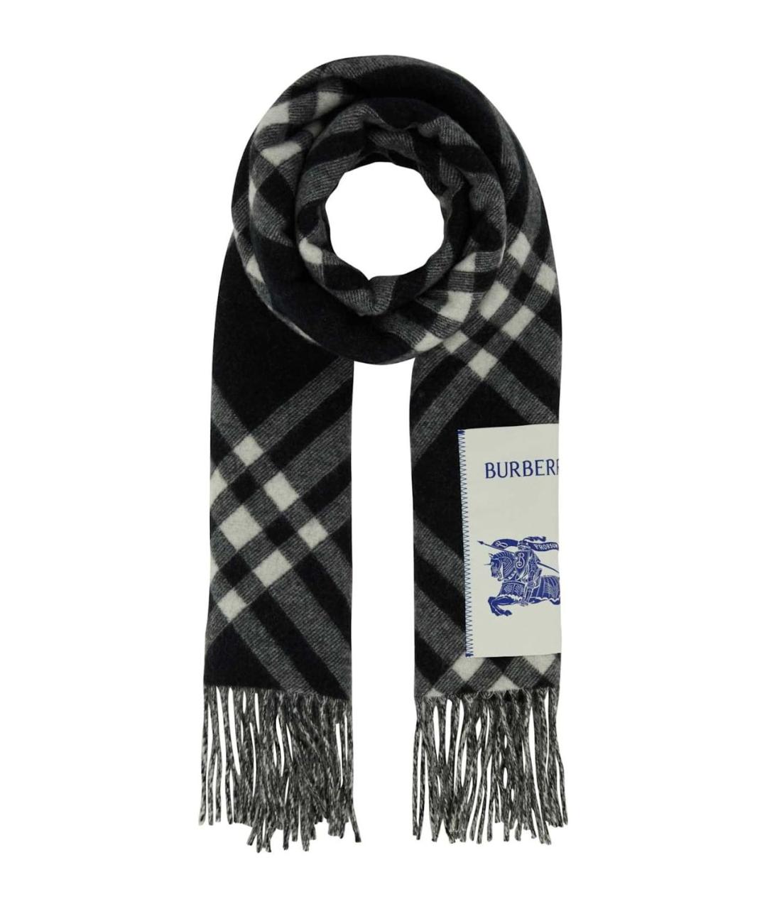 BURBERRY Черный кашемировый шарф, фото 1