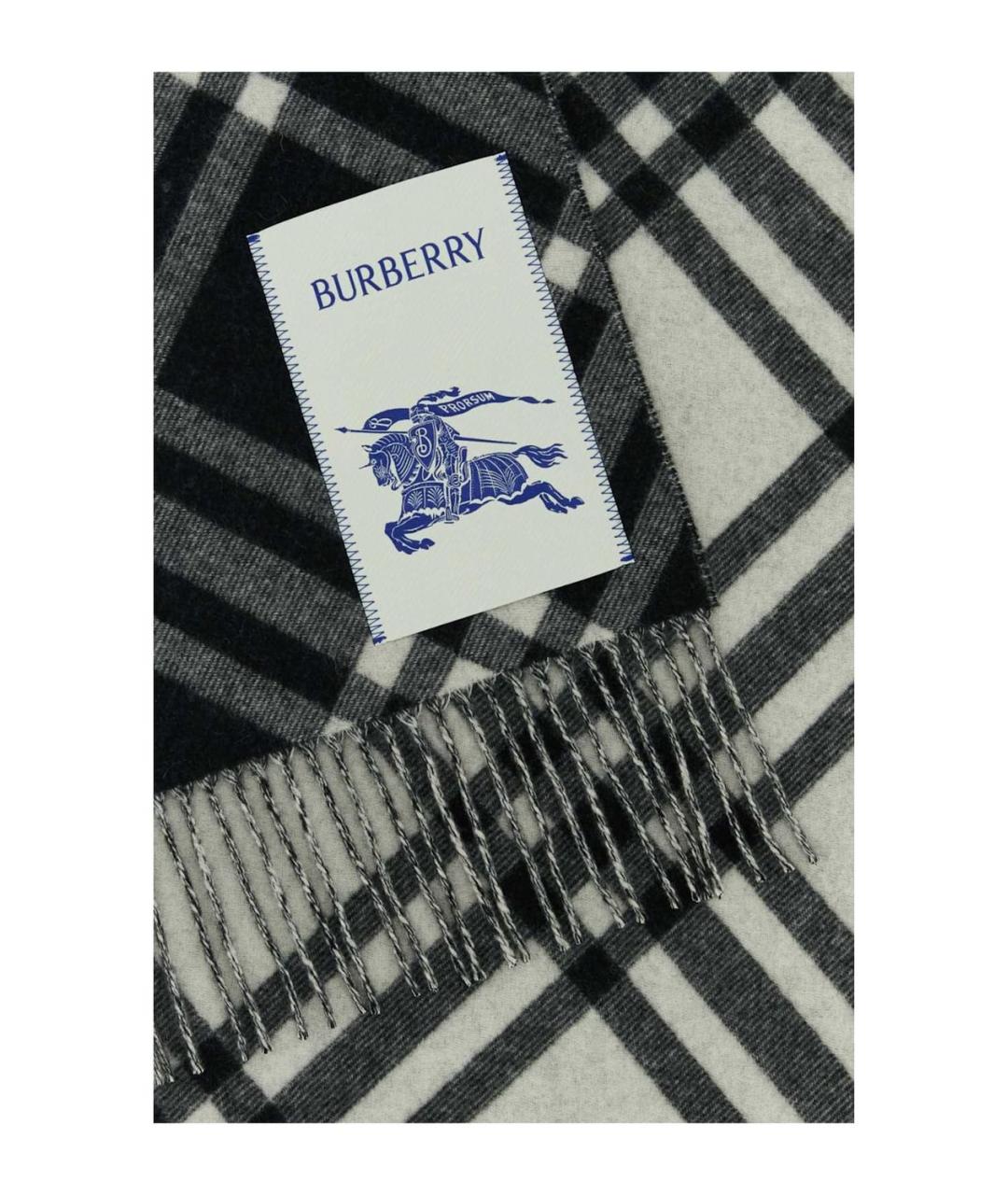 BURBERRY Черный кашемировый шарф, фото 2