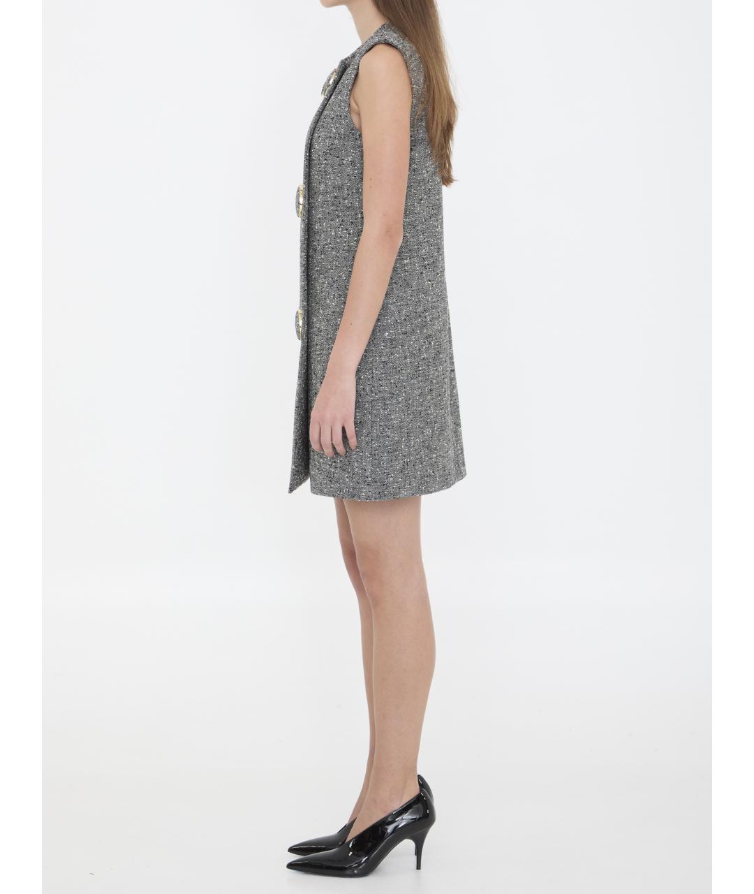 GUCCI Серое шерстяное повседневное платье, фото 3