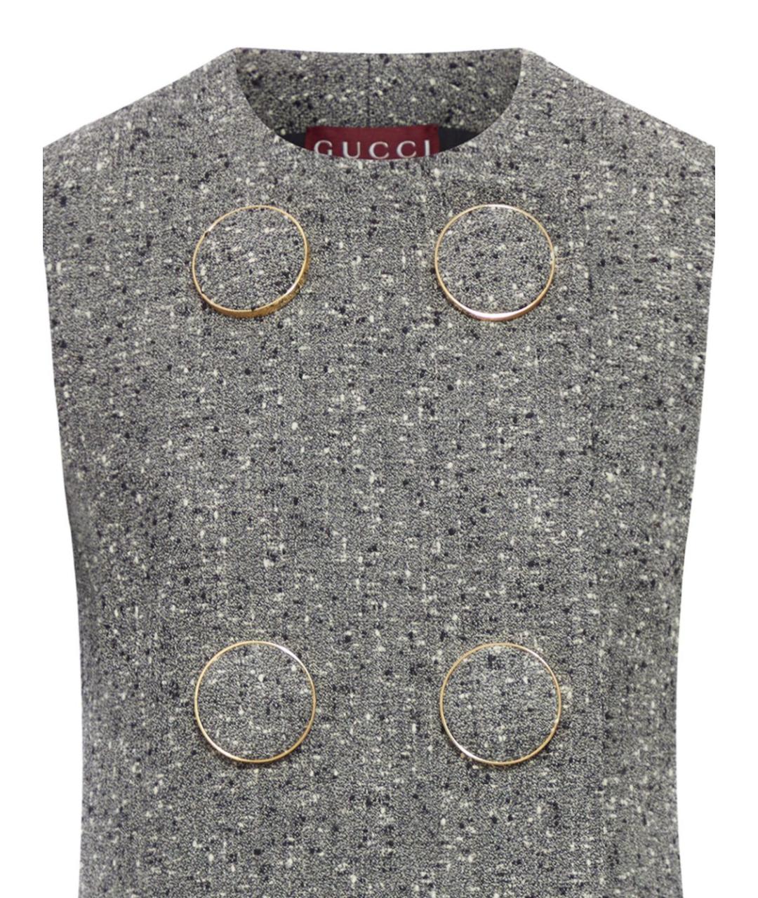 GUCCI Серое шерстяное повседневное платье, фото 2