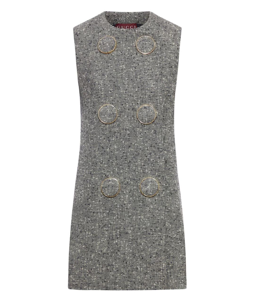 GUCCI Серое шерстяное повседневное платье, фото 1