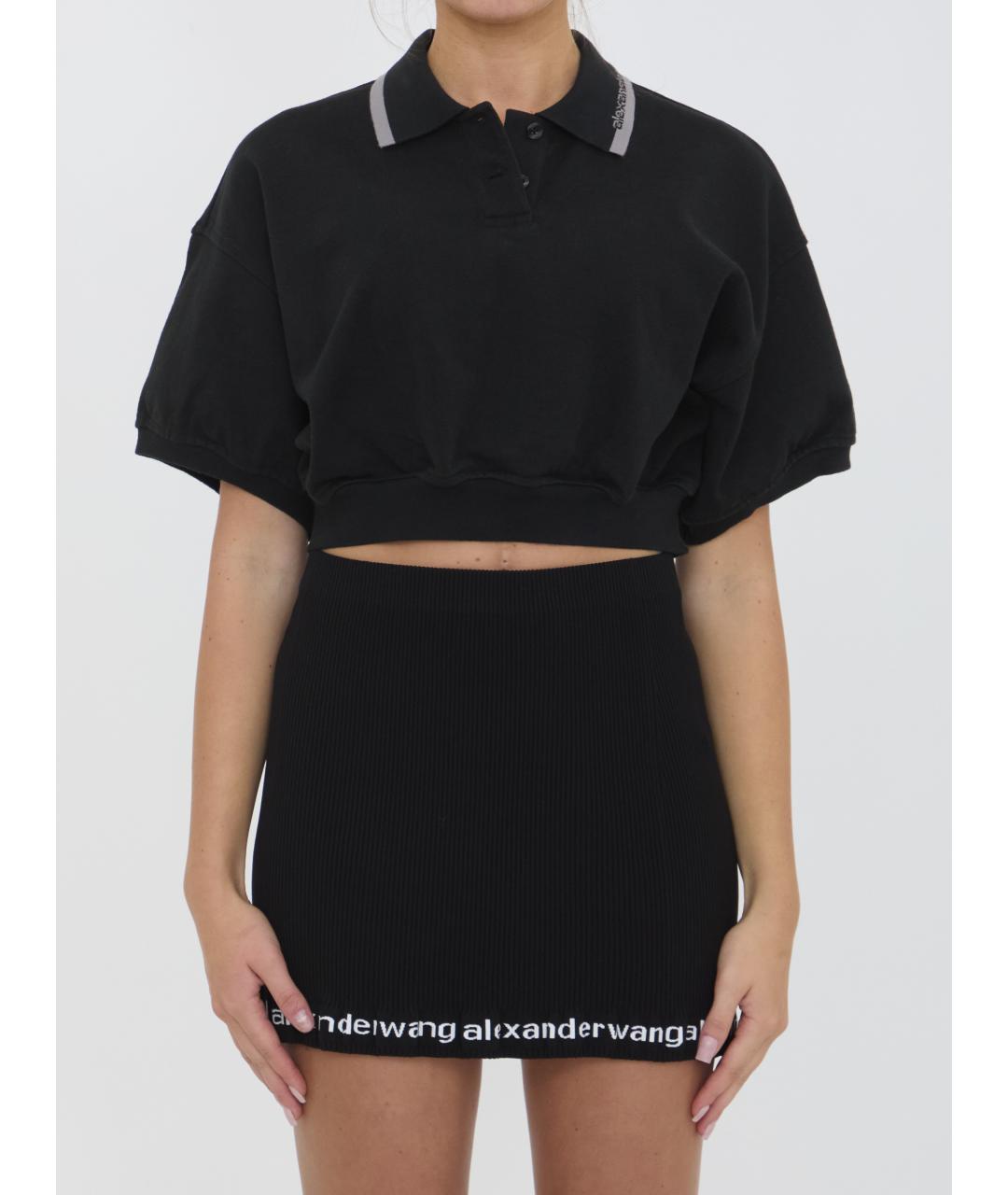 ALEXANDER WANG Черная хлопковая футболка, фото 5