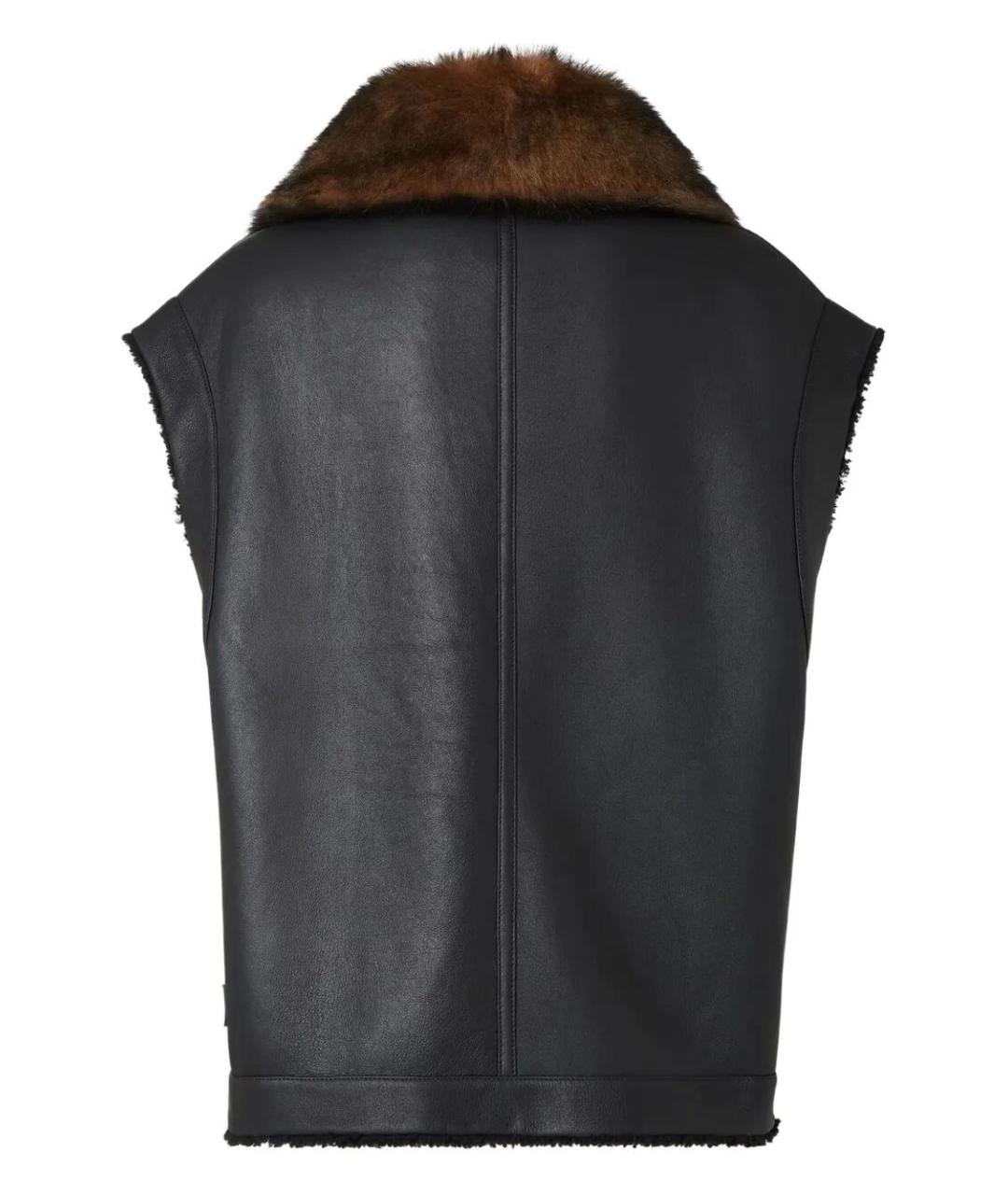 FENDI Черный кожаный жилет, фото 2