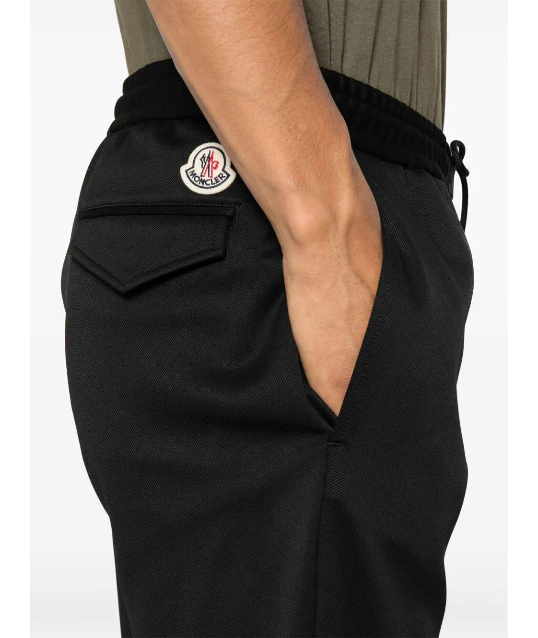 MONCLER Черные полиамидовые повседневные брюки, фото 5
