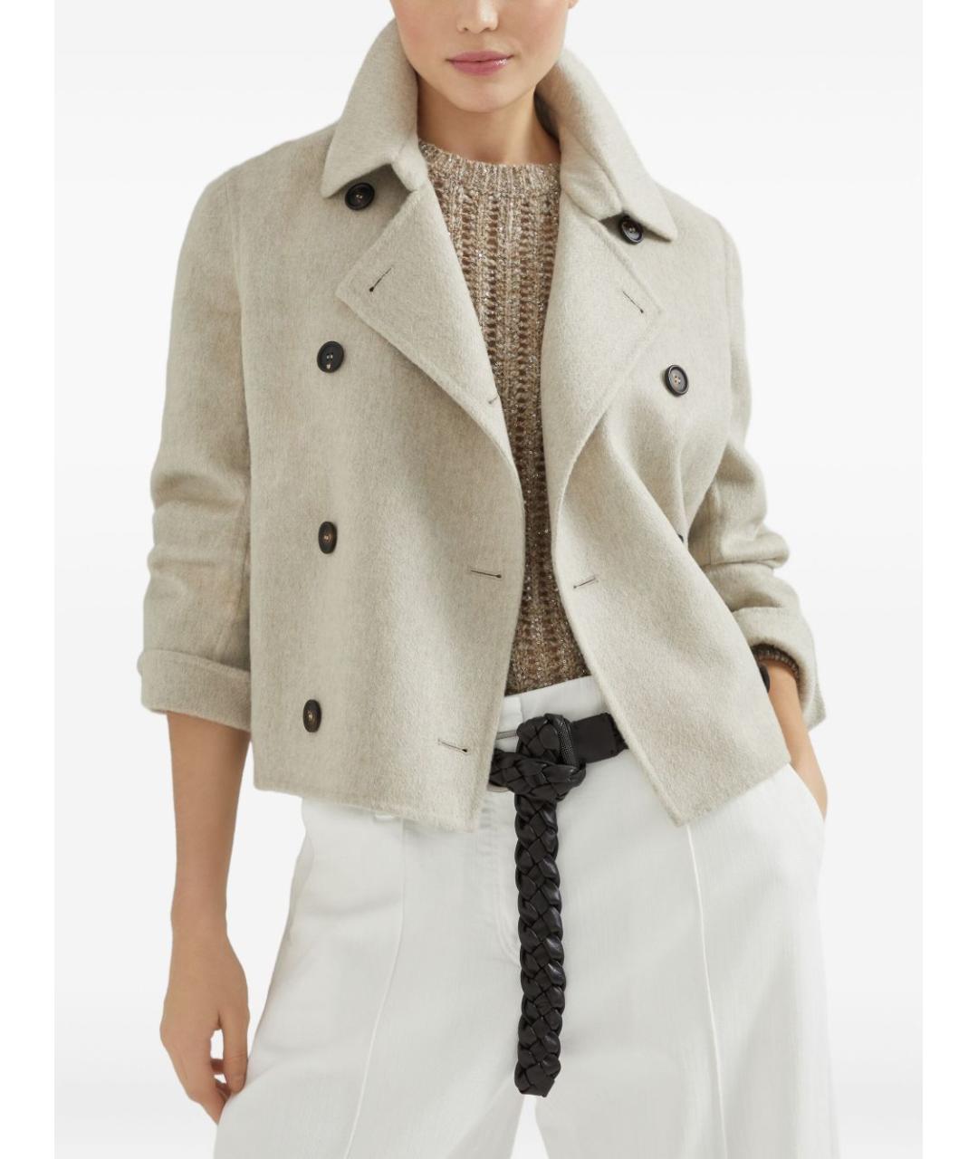 BRUNELLO CUCINELLI Бежевое кашемировое пальто, фото 3