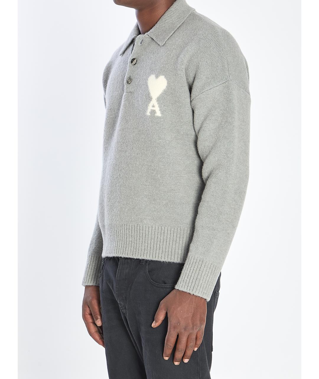 Ami Paris Серый шерстяной джемпер / свитер, фото 3