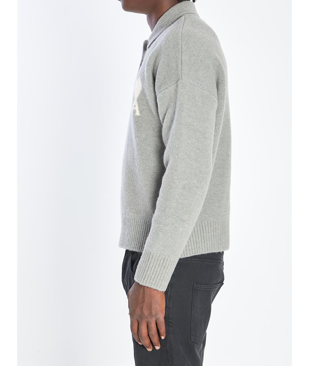 Ami Paris Серый шерстяной джемпер / свитер, фото 4