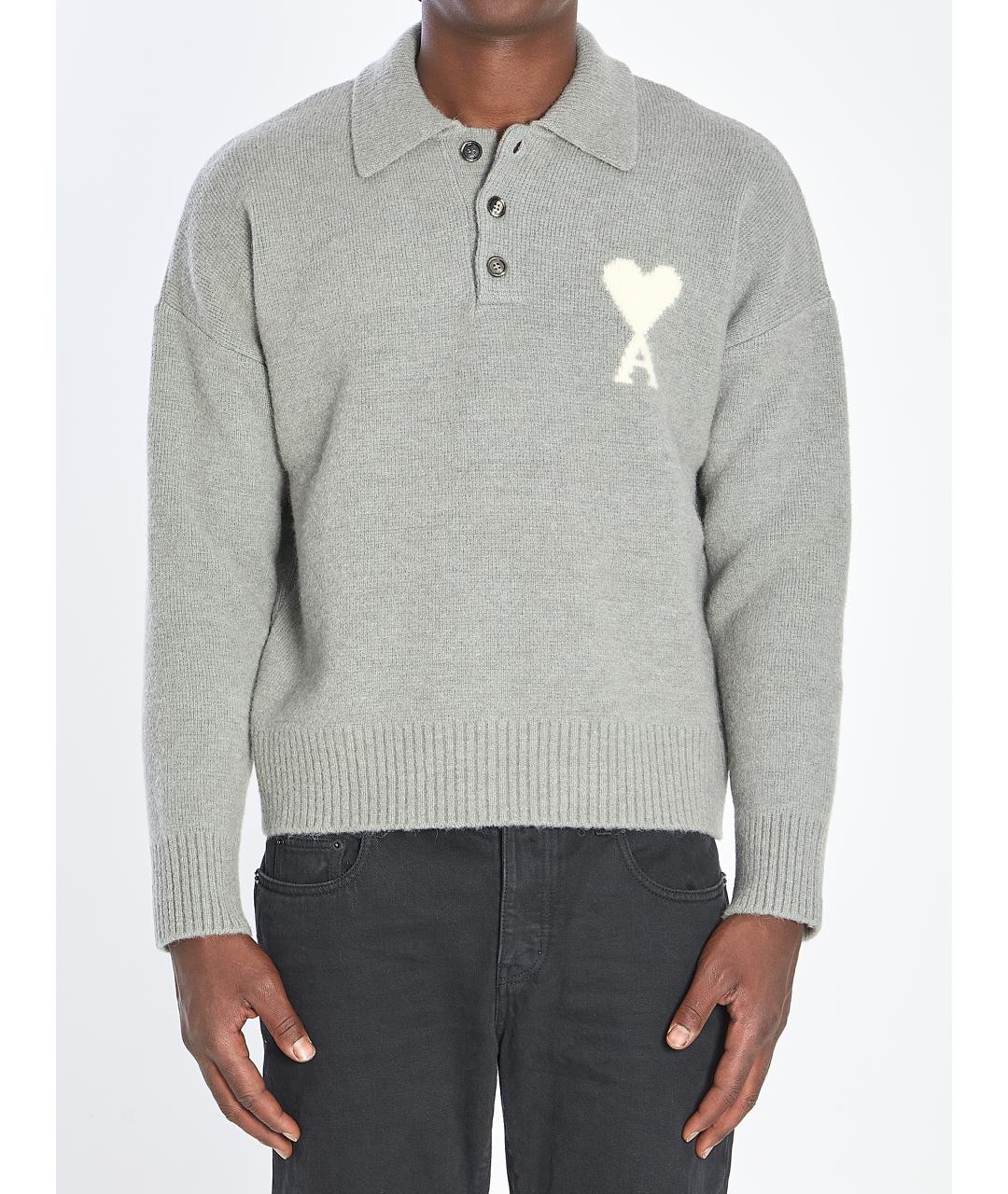 Ami Paris Серый шерстяной джемпер / свитер, фото 2