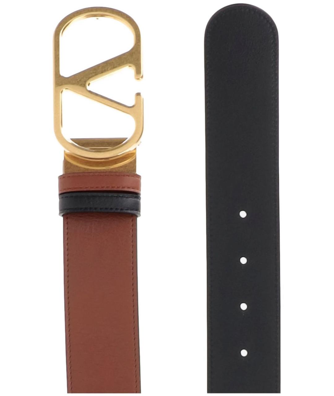 VALENTINO Коричневый кожаный ремень, фото 3