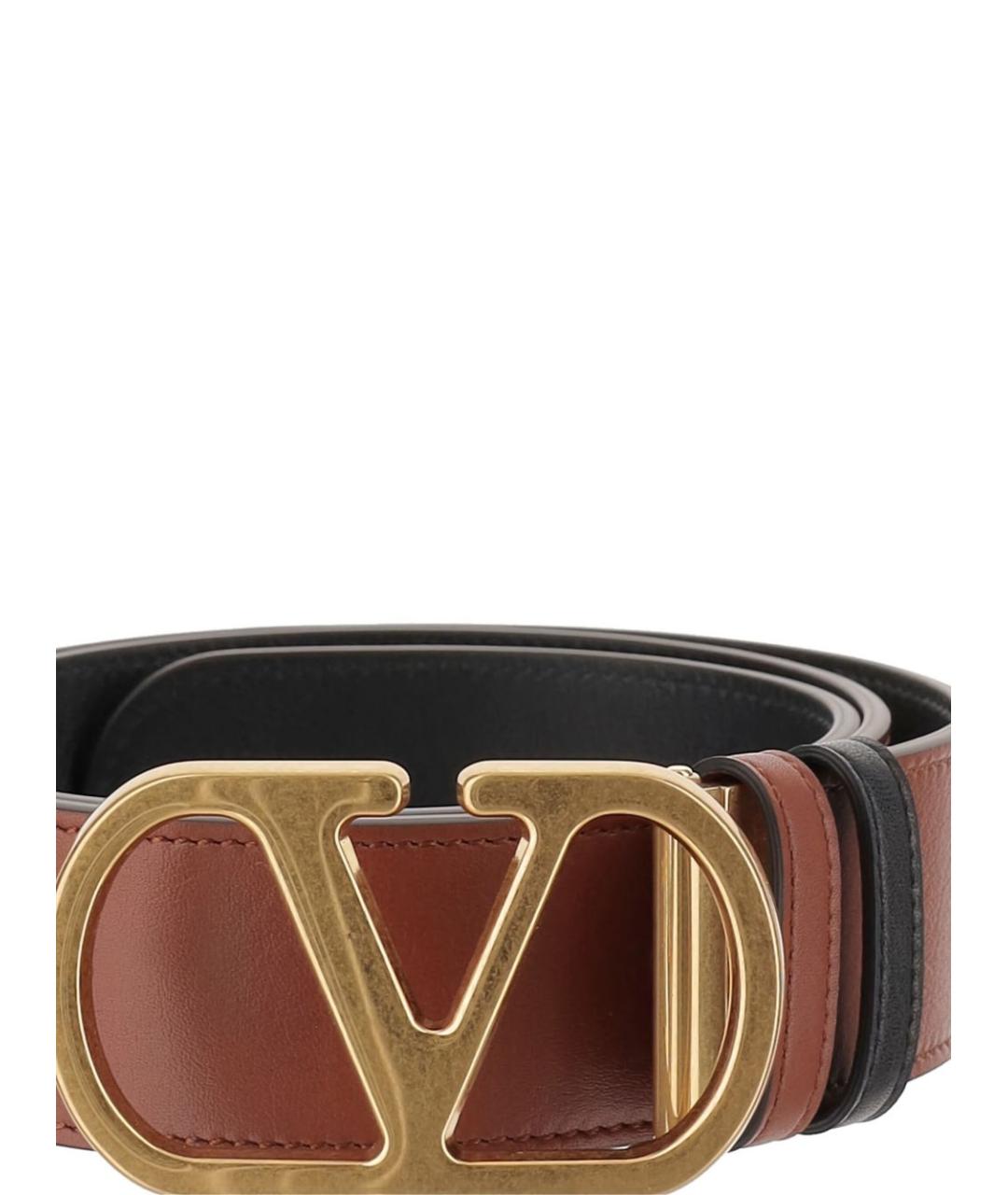 VALENTINO Коричневый кожаный ремень, фото 2