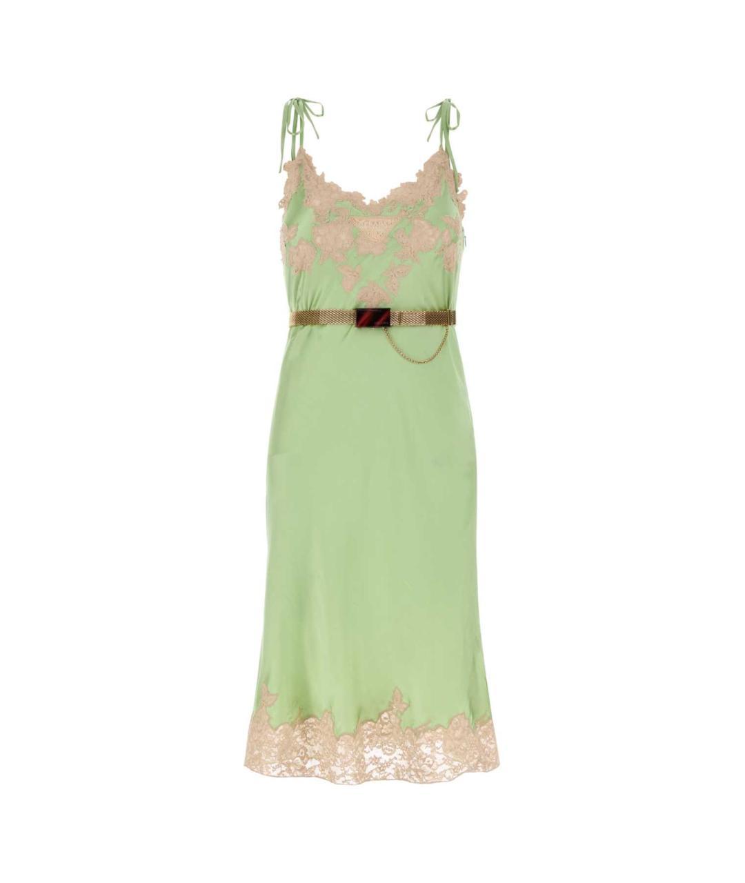 PRADA Зеленые шелковое коктейльное платье, фото 1