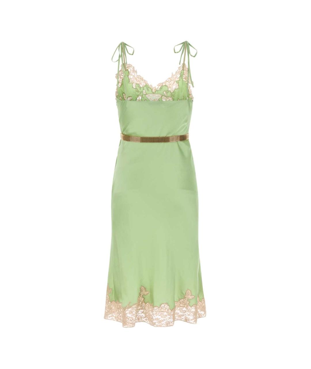 PRADA Зеленые шелковое коктейльное платье, фото 2