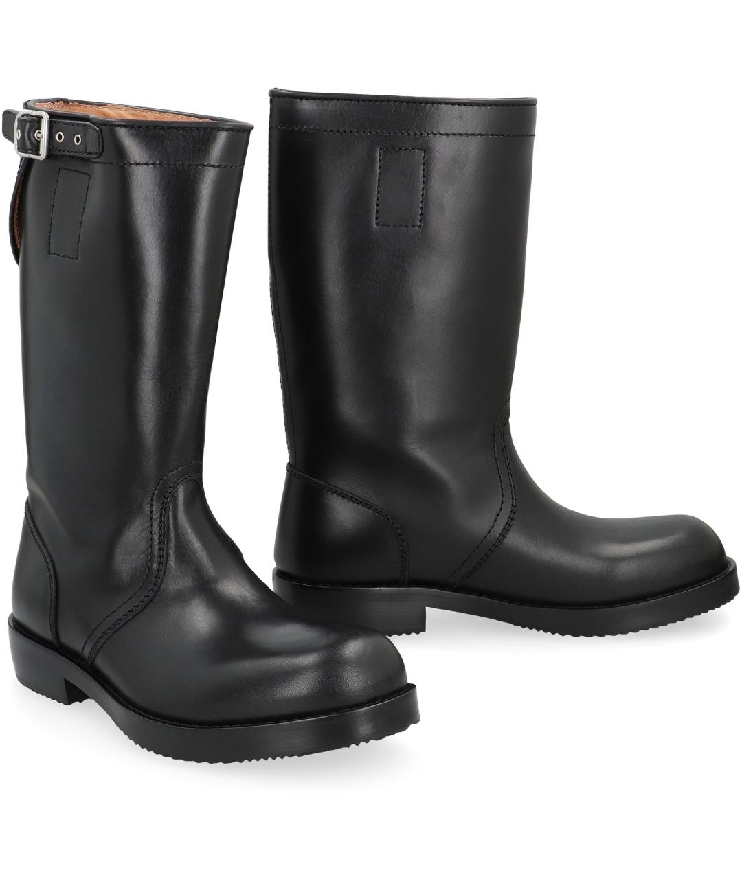 DRIES VAN NOTEN Черные кожаные высокие ботинки, фото 2