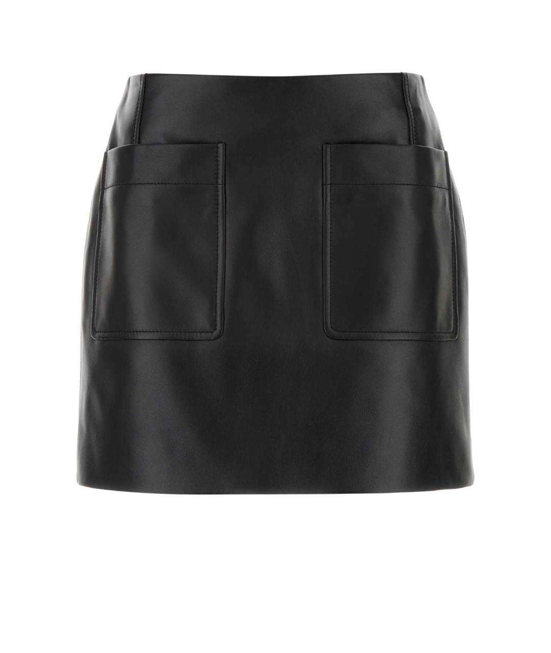 BOTTEGA VENETA Черная кожаная юбка мини, фото 1