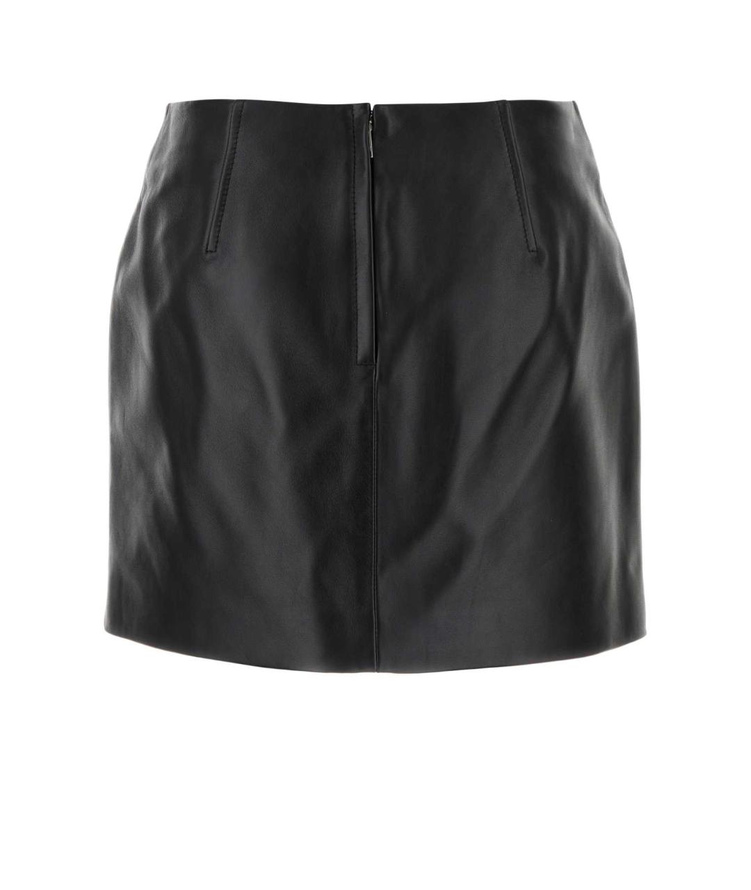 BOTTEGA VENETA Черная кожаная юбка мини, фото 2