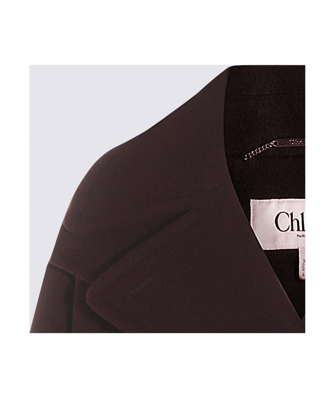 CHLOE Коричневое шерстяное пальто, фото 4