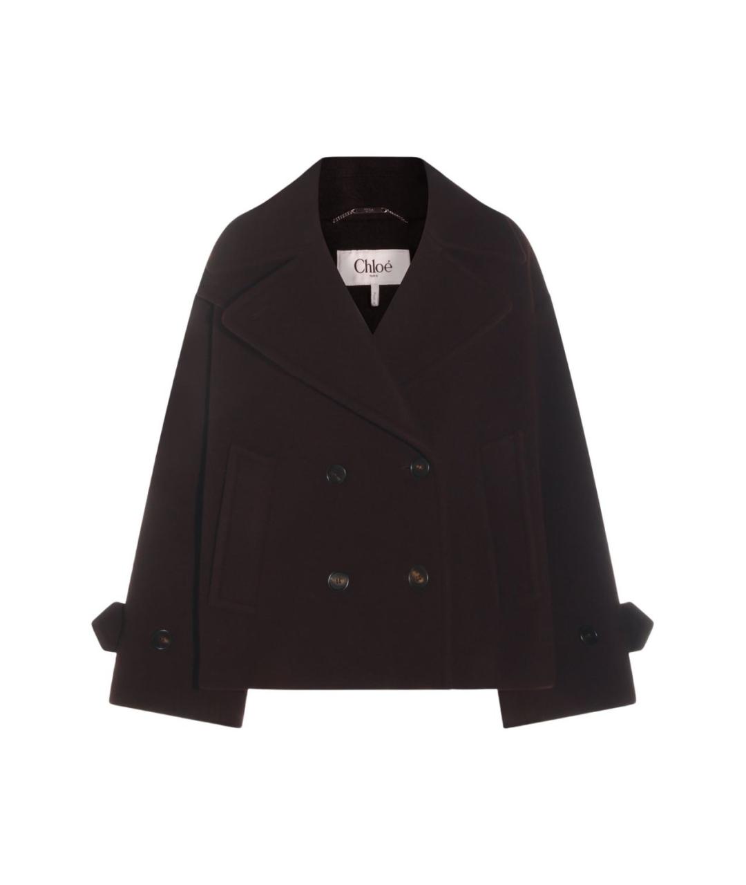 CHLOE Коричневое шерстяное пальто, фото 1
