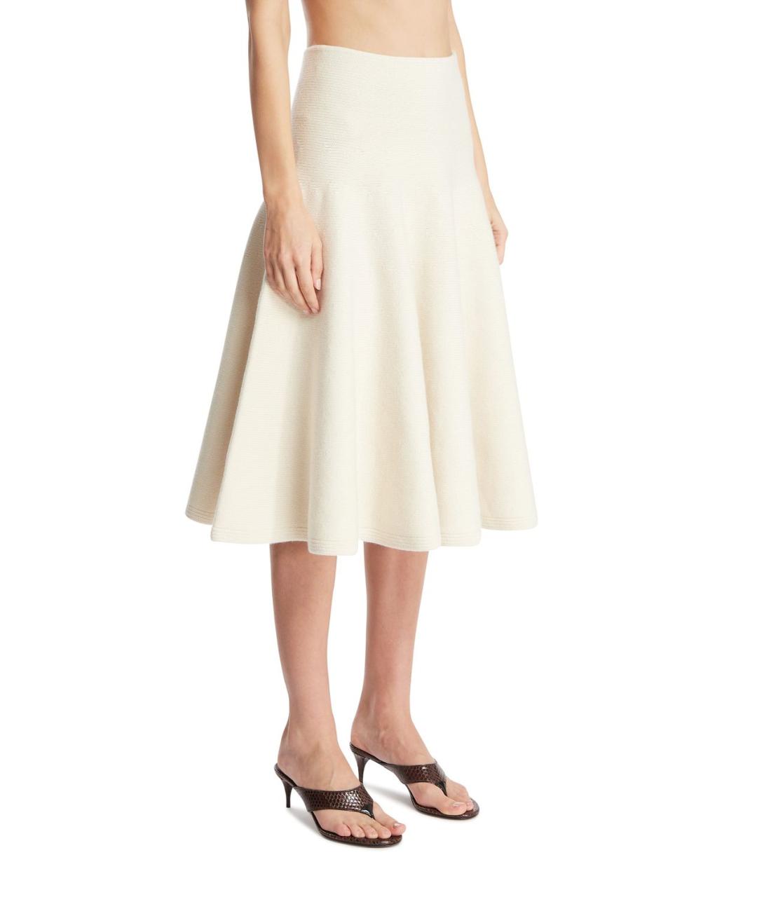 ALAIA Белая кашемировая юбка миди, фото 3