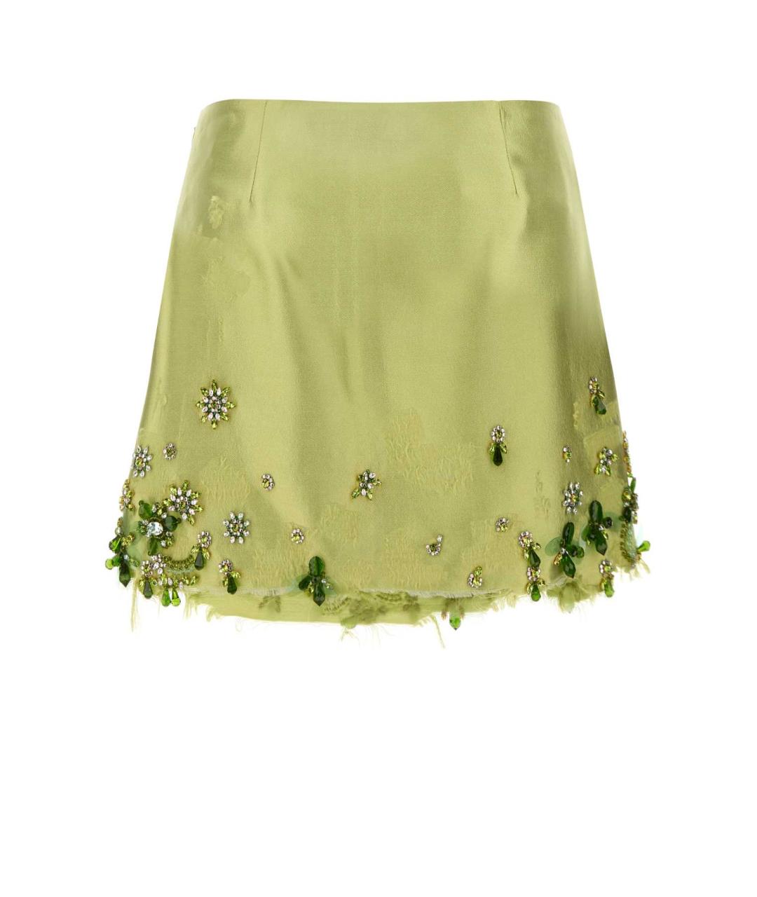 PRADA Зеленая шелковая юбка мини, фото 2