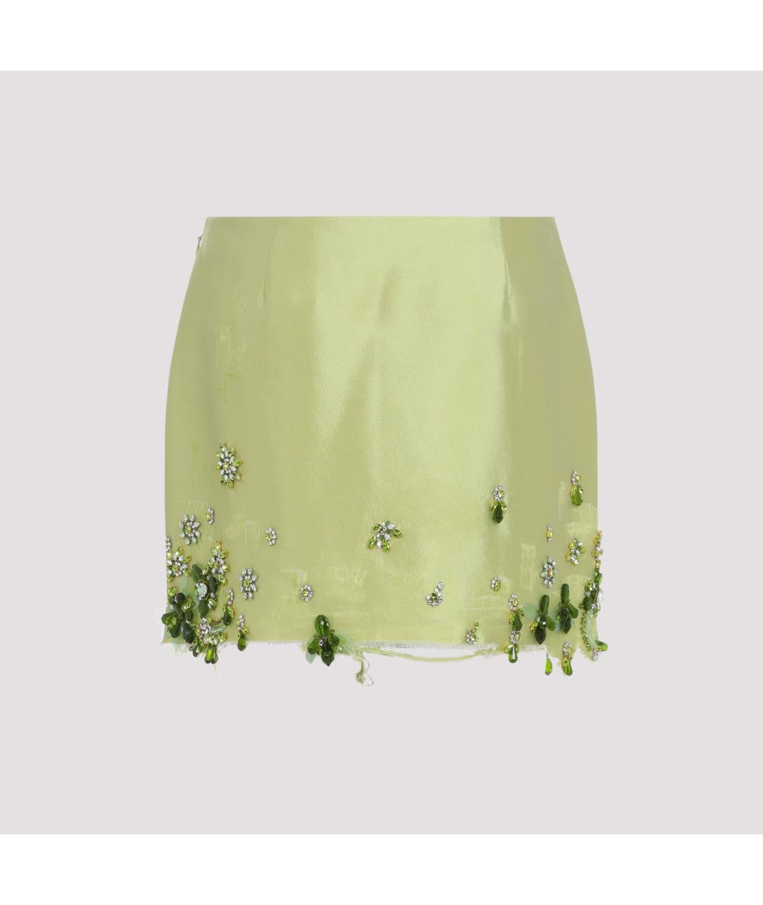 PRADA Зеленая шелковая юбка мини, фото 3