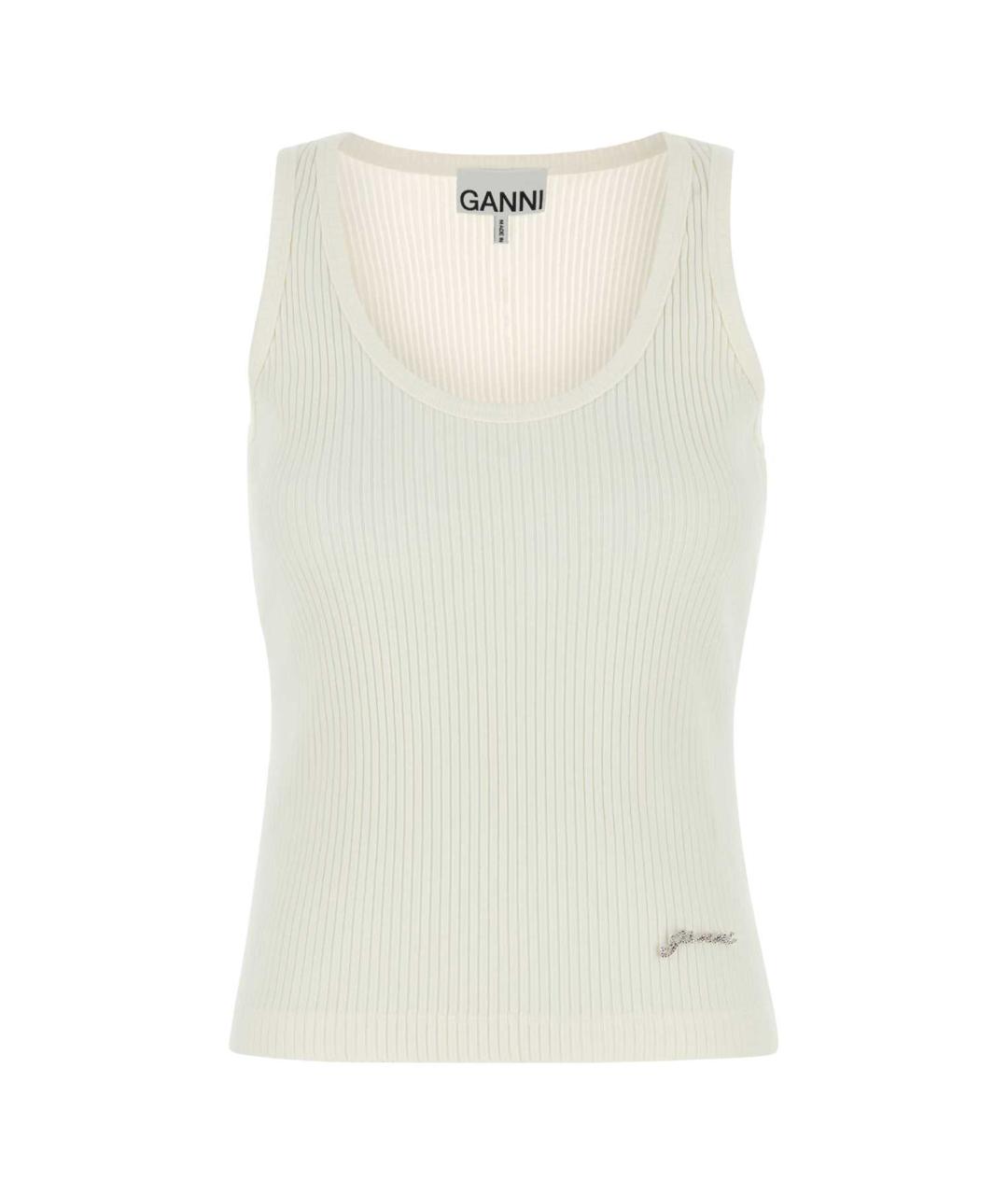 GANNI Белая хлопковая майка, фото 1