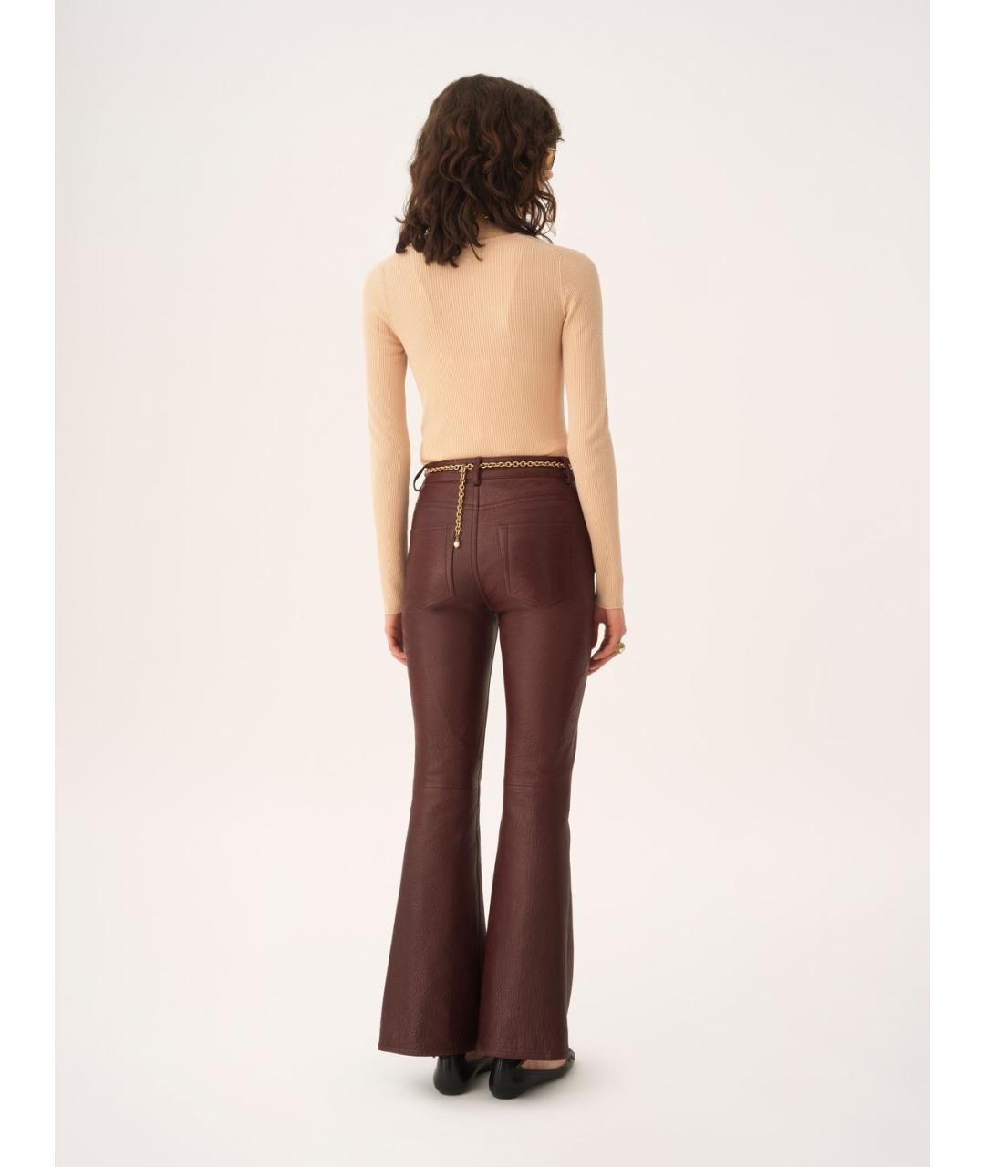CHLOE Мульти кожаные прямые брюки, фото 3