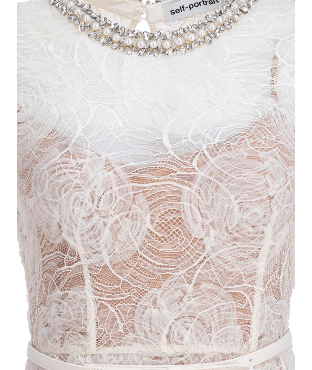 SELF-PORTRAIT Бежевое полиамидовое вечернее платье, фото 3