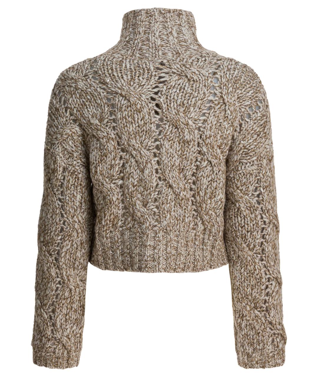 BRUNELLO CUCINELLI Бежевый шерстяной кардиган, фото 2