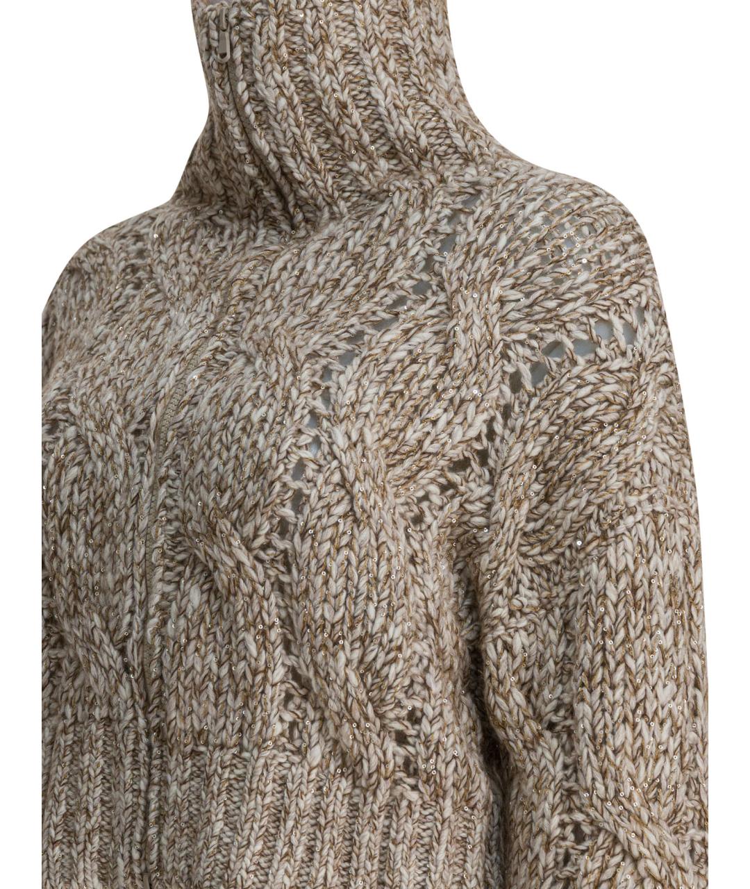 BRUNELLO CUCINELLI Бежевый шерстяной кардиган, фото 4