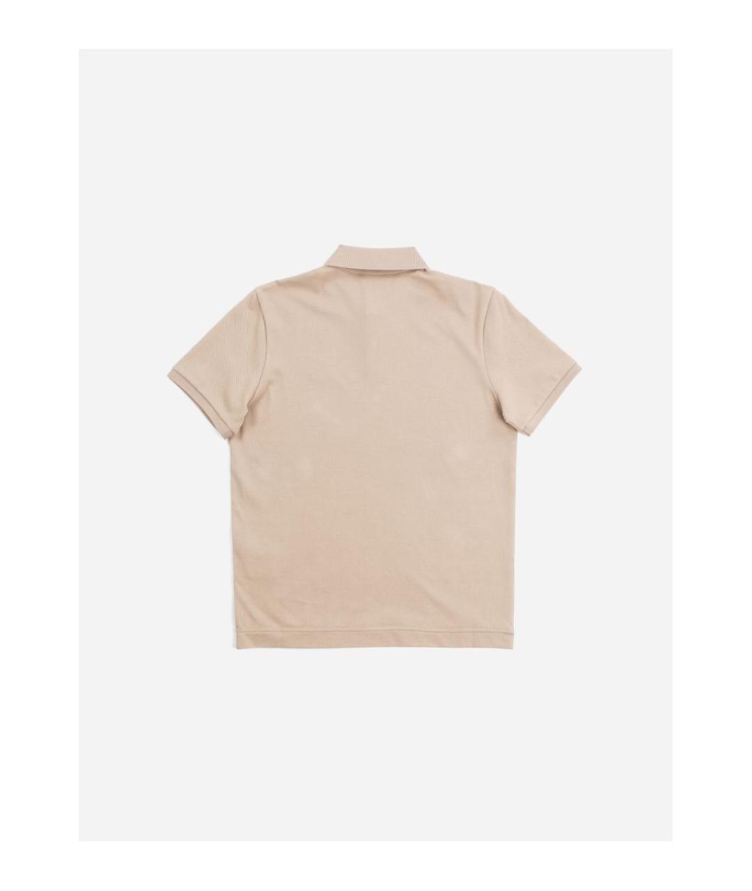 MONCLER Бежевое хлопковое поло с коротким рукавом, фото 3