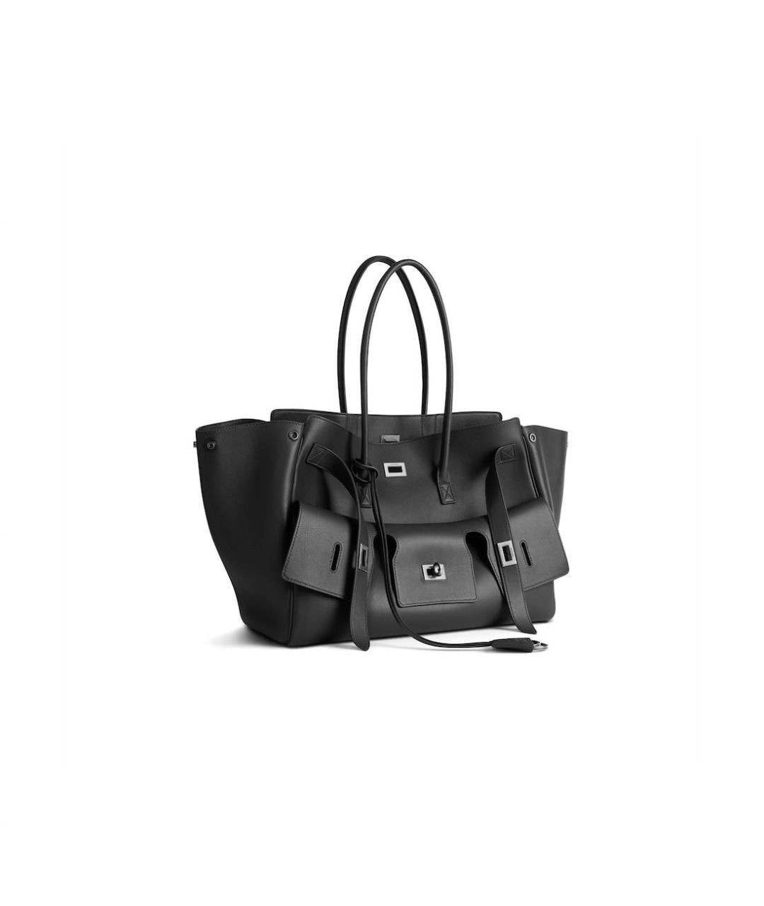 BALENCIAGA Черная кожаная сумка с короткими ручками, фото 2