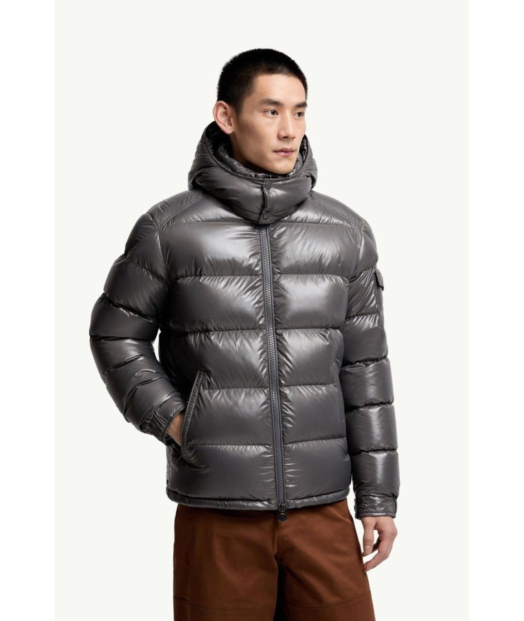 MONCLER Серая полиамидовая куртка, фото 2