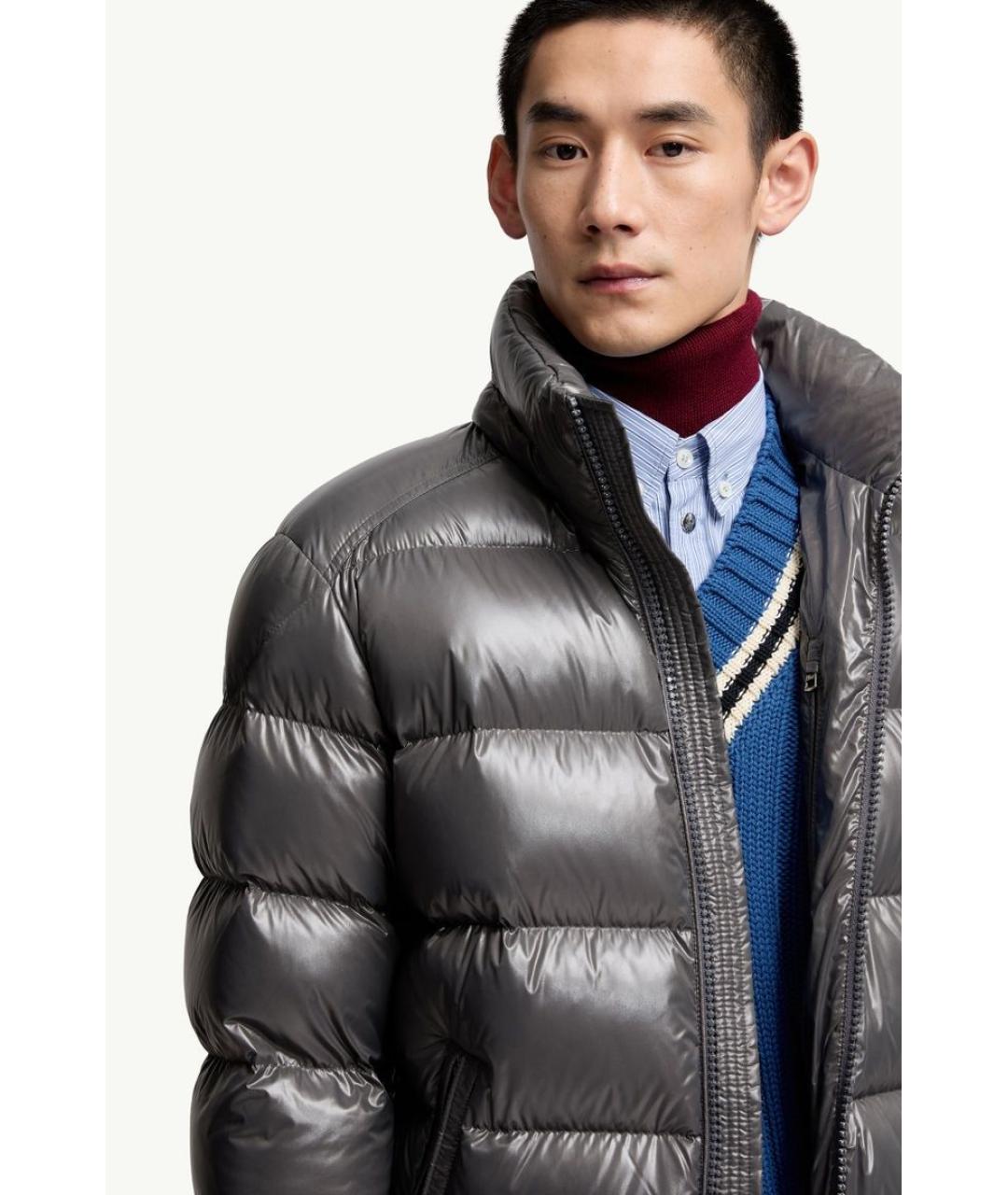 MONCLER Серая полиамидовая куртка, фото 4